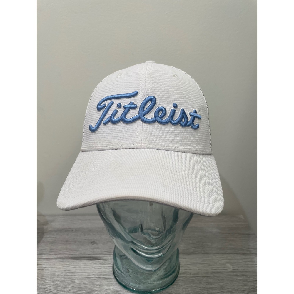 Titleist Golf Hat White Blue Pro V1 FJ Snapback Mesh Trucker Cap Mens OSFM